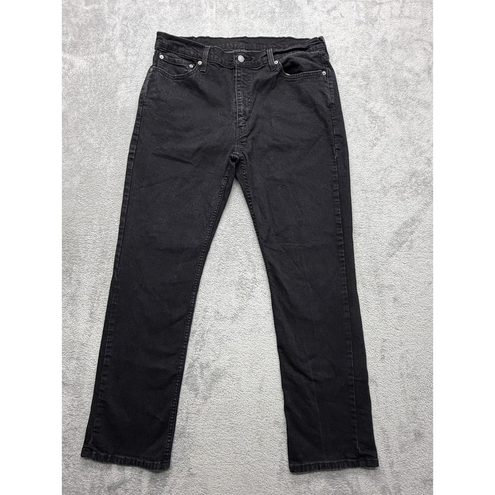 Levis 514 Jeans Mens Measured 37x30 Black Straight Denim Zip Fly Dark Wash